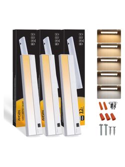 Ansen LED Under Cabinet Light 3-Pack 12 inch 10W 5CCT Dimmable Hardwired