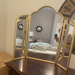 Gold Tri-fold Mirror 
