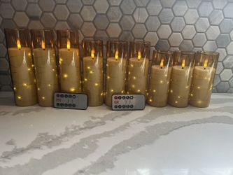 9 Flameless Candles Gold