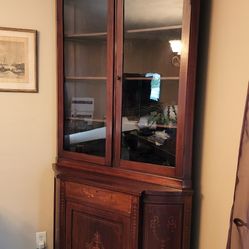 Antique  Inlay Corner Cabinet 