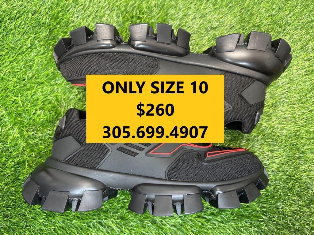 PRADA CLOUDBUST THUNDER KNIT BLACK RED NEW SNEAKERS SHOES SIZE 10