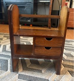 Wood Nightstand with Drawers and Shelf