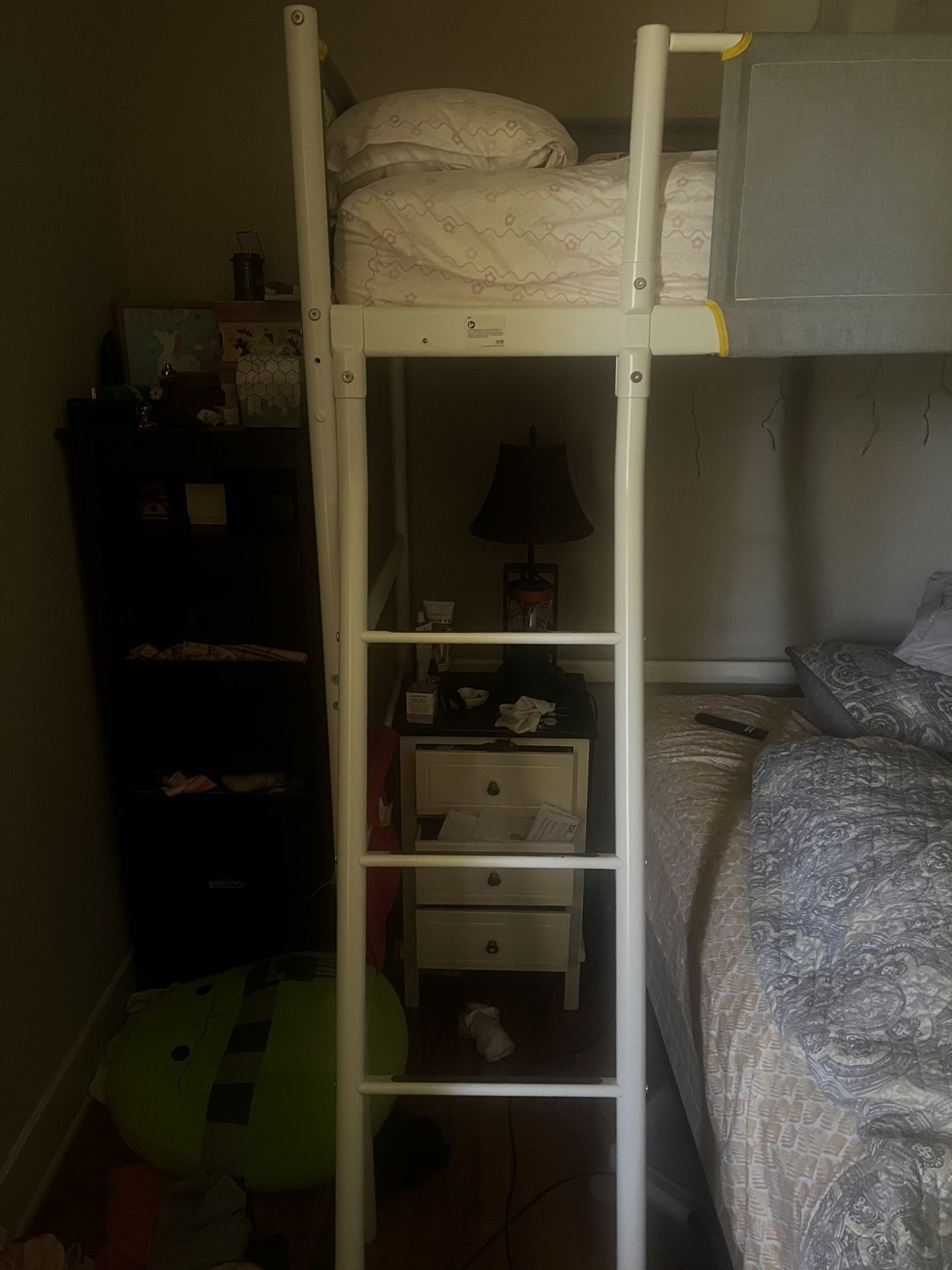 VITVAL Loft bed frame, white/light grey, Single