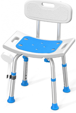 Shower Chair for Inside Shower with Removable Back, Aluminum Frame