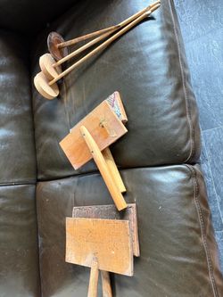 Wooden Hand Carders and Drop Spindles Set