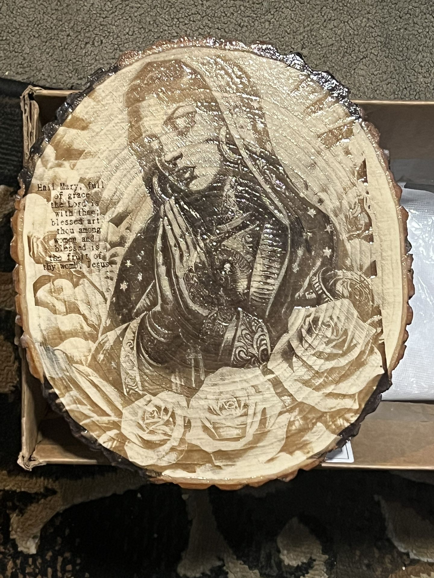 Virgin Mary custom wood Work