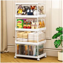 Clear Storage Bins 4 Pack Stackable Storage With Wheels.