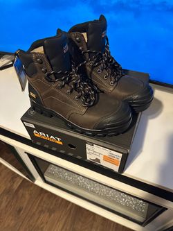 MEN'S Dark Brown Round Toe USA 9 UK 42 8 D Medium Treadfast 6" H20 Steel Toe