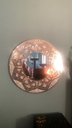 Mosaic round hanging mirror