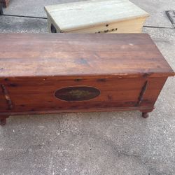 Antique Standard Line Walnut And Cedar Chest 