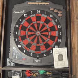 Electronic Dartboard w/ Wood Cabinet + Accessories