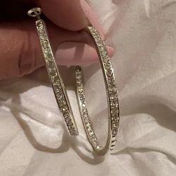 Brand New CZ Silver Hoop Earrings