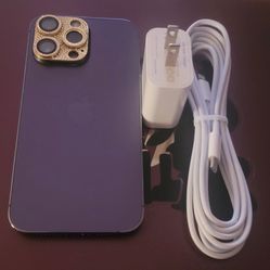 Unlocked IPhone 14 Pro Max with Charger and Phone Cases