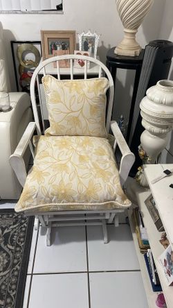 White Wood Rocking Chair With Cushions