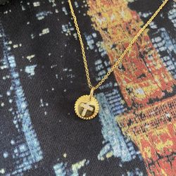David Yurman Cross Necklace In 18k Yellow Gold With Pave Diam