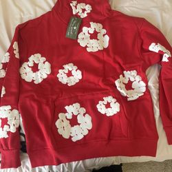 XL Red Denim Tear Hoodie
