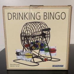 Drinking Bingo Game , 6 Shot Glasses Included