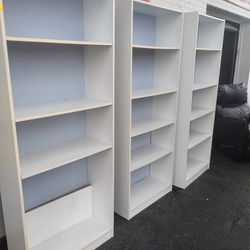 3 White Bookshelves 