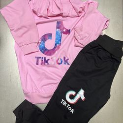 New…TikTok Kids Set Long Sleeve Hoodie Trousers
