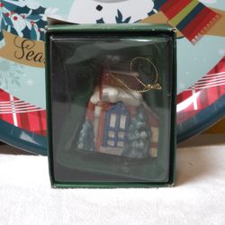 Vintage Porcelain Christmas House Ornament 1980's