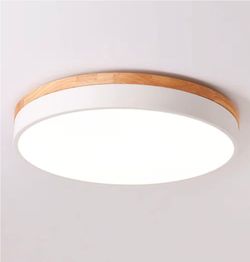 Dimmable Wood LED Flush Mount Ceiling Light, 5CCT 2700K-6000K