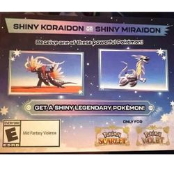 Pokémon Scarlet & Violet Serial Code – Shiny Miraidon & Koraidon (Unscratched)