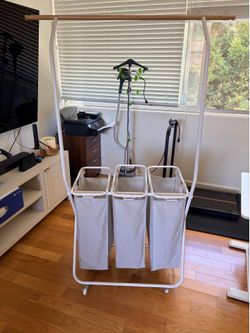 Laundry Hamper with clothes rack on wheels