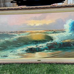 Vintage Cangel oil Canvas Seascape Circa 1960s