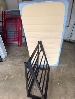 Twin Mattress with Folding Metal Bed Frame
