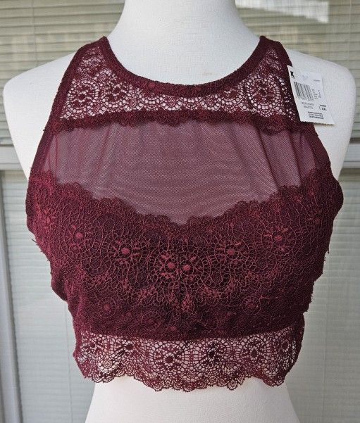 NWT KMART Sheer Burgundy Lace Bralette L/XL