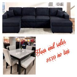 Super Deal!! Sectional Sofa & 5-pc Dining Table Set