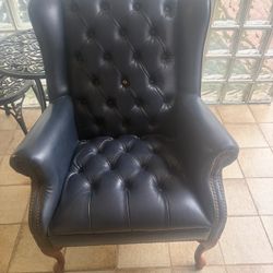 Arm Chair Blue Leather
