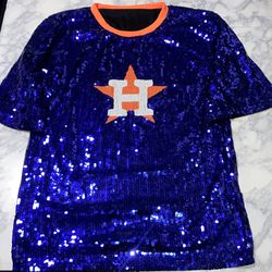 Houston Astros Blue Sequin Shirt Dress 
