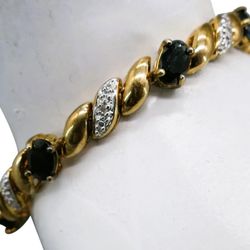 Vintage Vermeil 18kt Gold Over Sterling Silver Sapphire Bracelet
