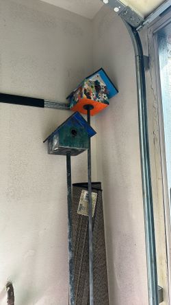 Two Bird Houses With Pole