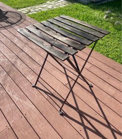 Outdoor Wood And Metal Bistro Table