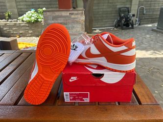 New  Dunk Low Orange and White Sneakers