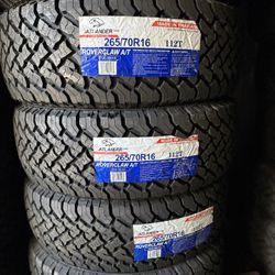 265/70/16 ATLANDER- NEW TIRES $120 EACH TIRE/ CADA LLANTA- INSTALLED AND BALANCED 