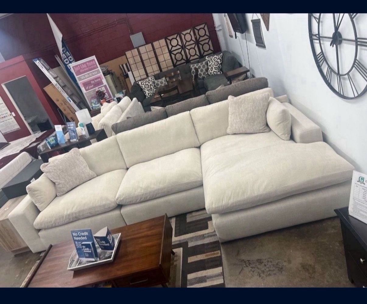 Super Plush 140” Feather Cloud Sectional Sofa Couch