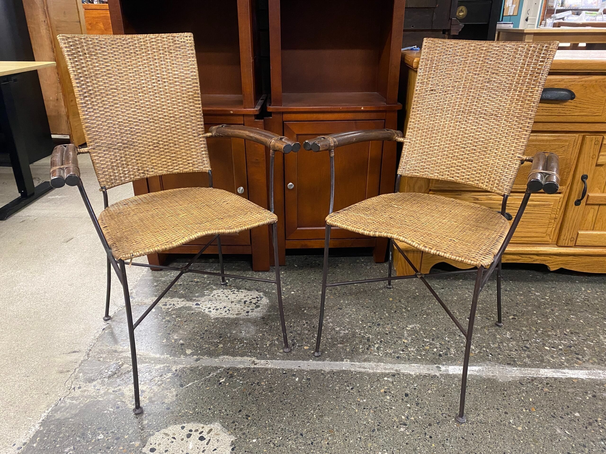 Bamboo Wicker Patio Chairs (Set of 2)