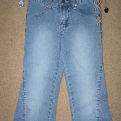 Little Girls Cropped Jeans Size 7 New