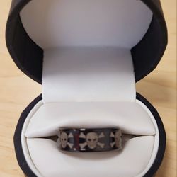 Men's Size 10 Tungsten Skull Wedding Band, New In Box