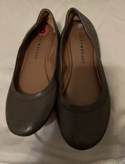 Lucky Brand Emmie Flats Shoes Brown Leather Ballerina Flats Size 6 NEW