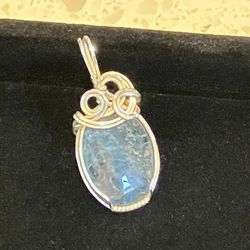 Blue Apatite Sterling Silver Pendant