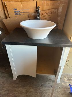 Bathroom Vanity with Vessel Sink and Faucet