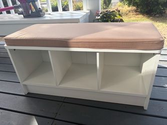 White Storage Bench with Cushion