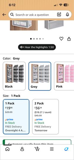 Storage Organizer/ Over the door hanging storage