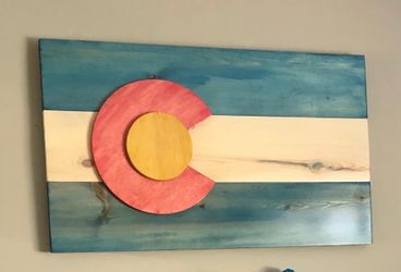 Colorado wood flag art