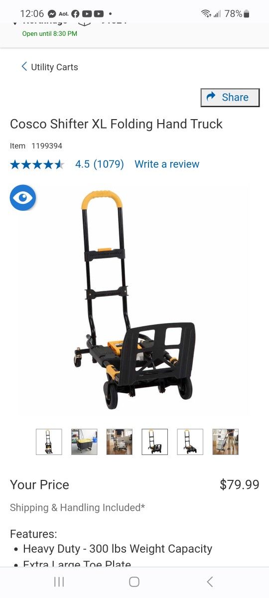 Cosco Shifter XL Folding Hand Truck $65