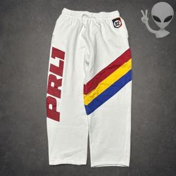 Polo Ralph Lauren PRL 92 Stripe Sweatpants Womens M White Colorblock Streetwear